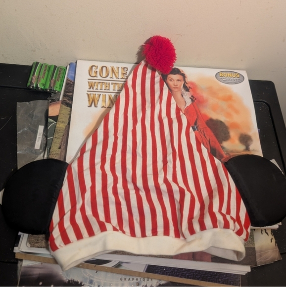 Vintage Disney Christmas Holiday Red White Santa Mickey Ears Sleeping Hat Cap - Picture 1 of 9
